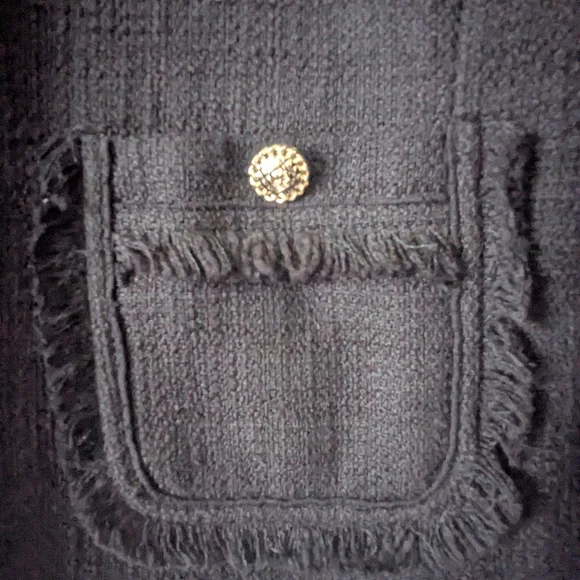 Karl Lagerfield Medium Black Tweed Blazer Jacket - Picture 7 of 16